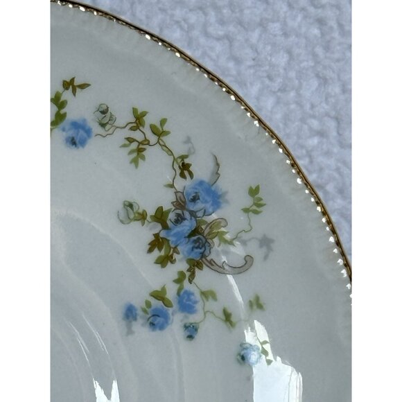 VINTAGE POPE GOSSER  3 Saucers FLUERETTE Embossed Blue Flowers Gilded 1920-1931 - Picture 2 of 9